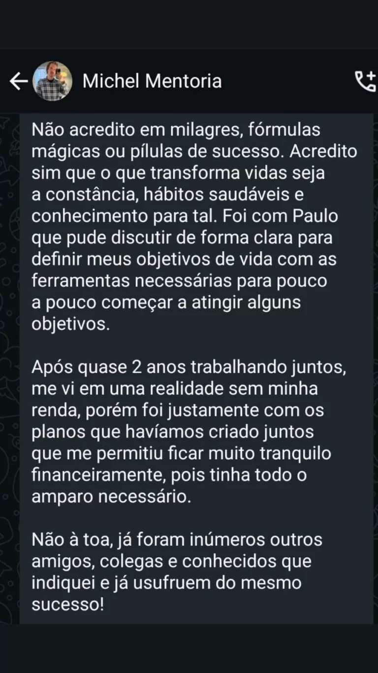 Depoimento de cliente